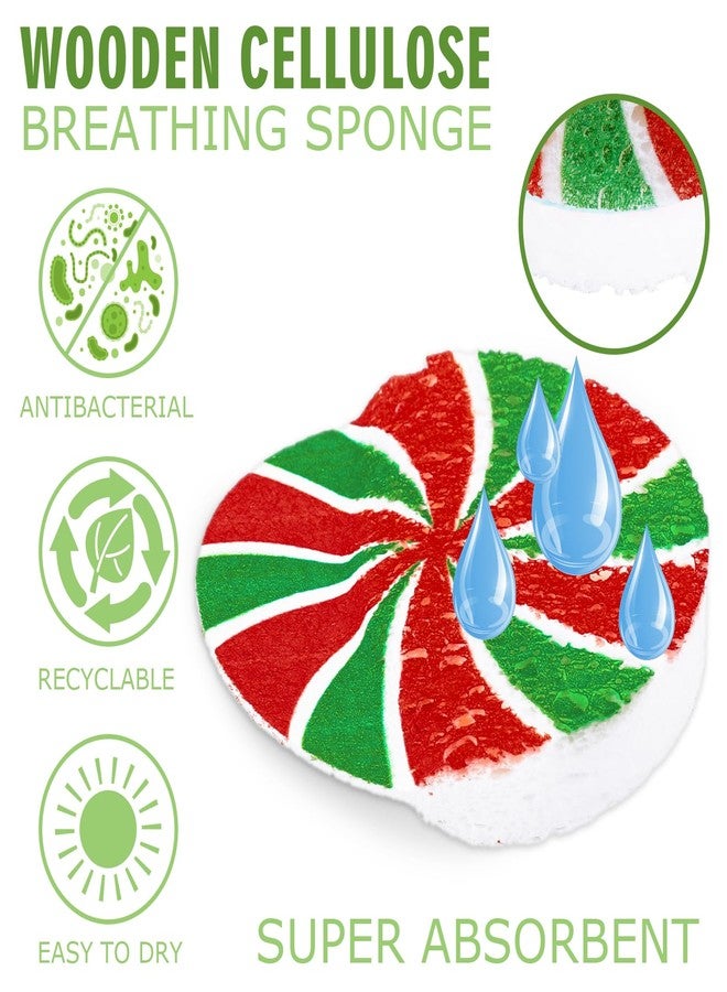 وولاين مجموعة إسفنجات مطبخ من والين، 8 قطع، بتصميم حلوى عيد الميلاد، باللونين الأحمر والأخضر، تمتص الماء، مثالية لغسل الأطباق والأواني والمقالي، دون خدش، مناسبة للاستخدام المنزلي في العطلات، في المطبخ والحمام. - Image 3